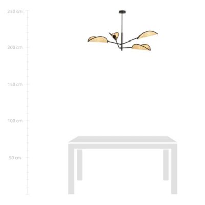 Plafonnier VENE 4 BLACK/RATTAN, Emibig Lighting, Fabriqué en EU