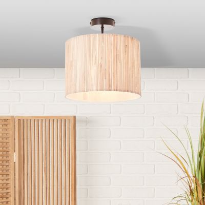 Plafonnier Wimea métal noir et naturel Ø30 x H.32 cm 52W IP20 Brilliant