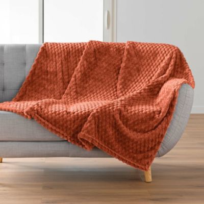 Plaid 125 x 150 cm Flanelle Relief Unie Mini Frosty Terracotta