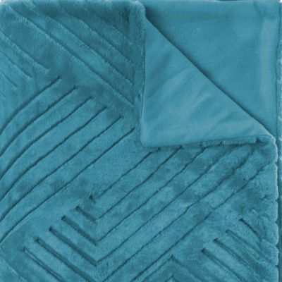 Plaid "3D Geo" fausse fourrure - bleu canard 180x230 cm - Atmosphera