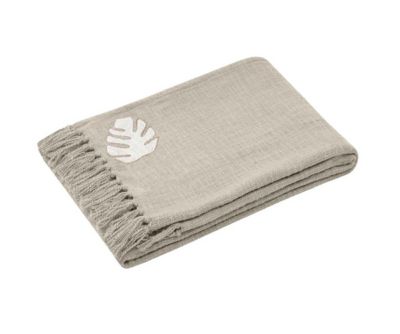 Plaid a franges Brodé design et moderne