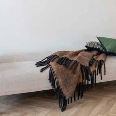 Plaid canapé marron franges noires, 130x170 cm FALLON