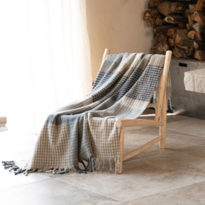 Plaid à carreaux aspect mohair doux (130x180 cm - Gris)