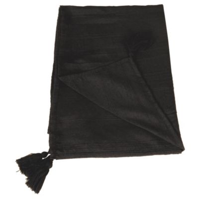 Plaid coton recyclé effet tissé gris anthracite avec pompons L.180 x l.130cm Dylrev
