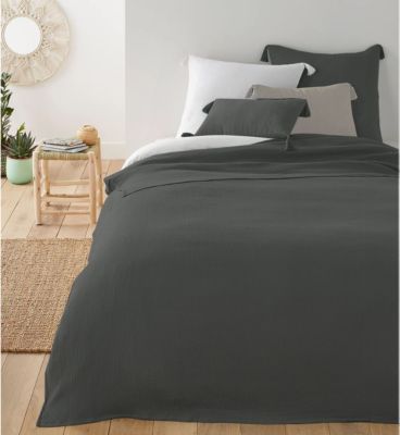 Plaid double gaze anthracite 220x240