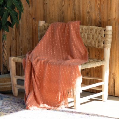 Plaid doux à franges aspect mohair (130x180 cm - Terracotta)