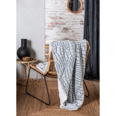 Plaid effet fourrure motif serpent gris L.160 x l.130cm Deco&co