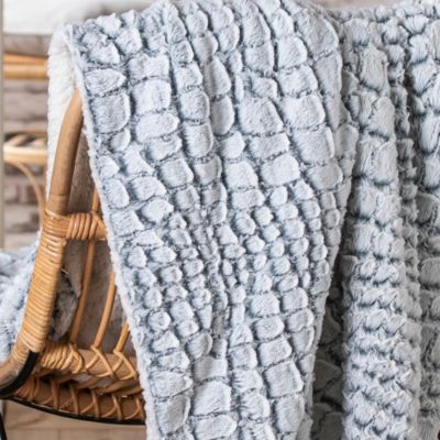 Plaid effet fourrure motif serpent gris L.220 x l.200cm Deco&co