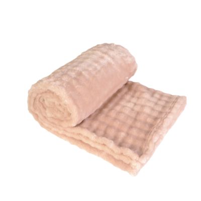 Plaid effet fourrure rose L. 160 x l. 130 cm Bubble