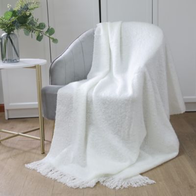 Plaid effet laine 130 x 150 cm blanc