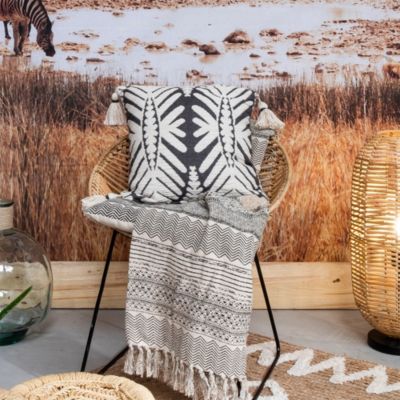 Plaid en coton imprimé Africa L.150 x l.130cm Deco&co