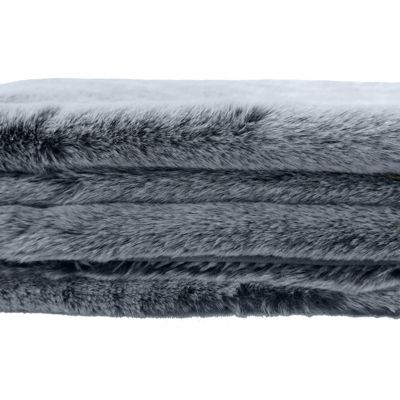 Plaid en fausse fourrure gris givré ultra doux 130x170 cm - LEVY