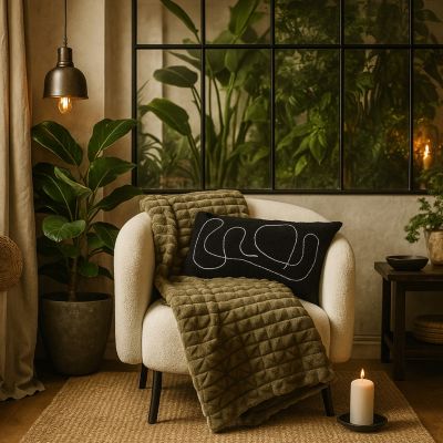 Plaid en fausse fourrure ultra doux vert kaki 200x130 cm