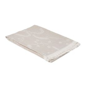 Plaid en lin et coton motif épis de blé (130x170 cm - Beige)