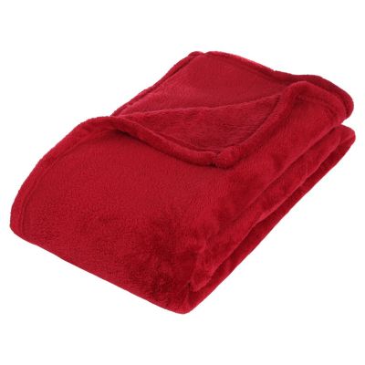 Plaid en microfibre Rouge, L. 150 x l. 125 x H. 0.5 cm