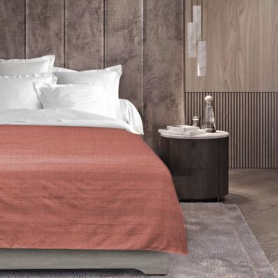 Plaid enroulable 220 x 240 cm Polycoton Lucile Vieux Rose avec fermeture boutons