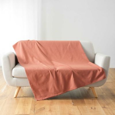 Plaid enroulable 220 x 240 cm Polycoton Lucile Vieux Rose avec fermeture boutons