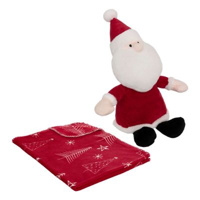 Plaid et peluche père Noël Rouge, L. 16 x l. 12 x H. 35 cm