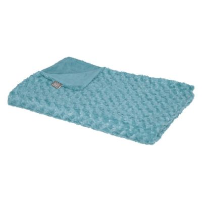 Plaid fausse fourrure bouclée - bleu orage 120x160 cm - Atmosphera