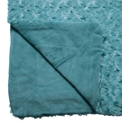 Plaid fausse fourrure bouclée - bleu orage 120x160 cm - Atmosphera