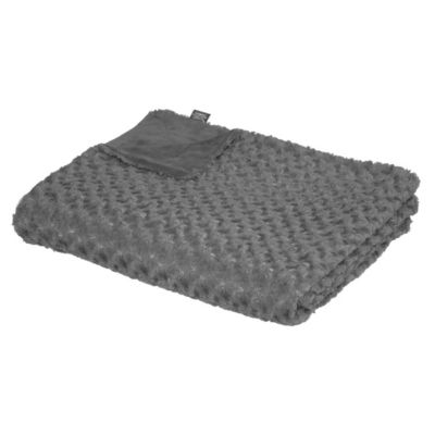 Plaid fausse fourrure bouclée - gris ardoise 180x230 cm - Atmosphera