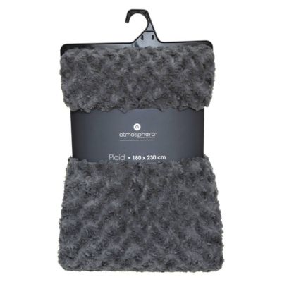 Plaid fausse fourrure bouclée - gris ardoise 180x230 cm - Atmosphera