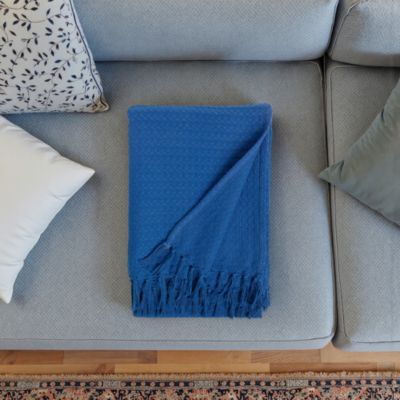 Plaid Firoza coton bleu L.160 x l.120 cm