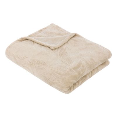 Plaid flanelle Beige Lin motif en relief 125 x 150 cm