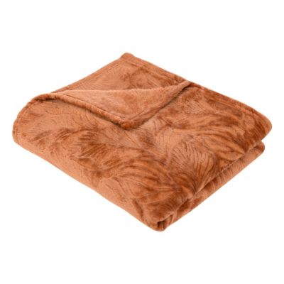 Plaid flanelle Terracotta motif en relief 125 x 150 cm