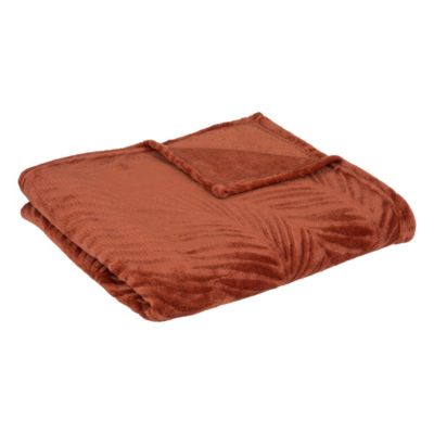 Plaid Flanelle Terracotta motifs tropicaux 125 x 150 cm