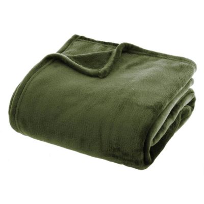 Plaid - flanelle - vert kaki - 130x180 cm - Atmosphera