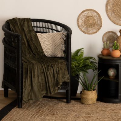 Plaid flanelle vert kaki 130x180cm - Atmosphera Créateur d'intérieur