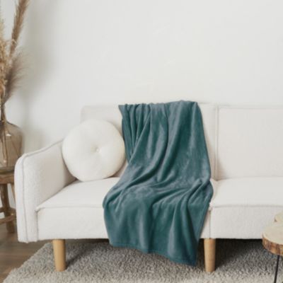 Plaid - HOME DECO FACTORY - Flanelle - Doux - Bleu
