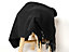 Plaid mohair à frange noir L.150 x l.120 cm