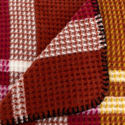 Plaid Nid d'abeille motif tartant Terracotta 130 x 180 cm