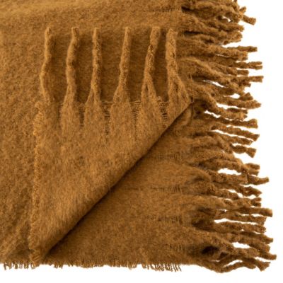 Plaid Ocre tissage fini texturé aspect mohair 180 x 130 cm