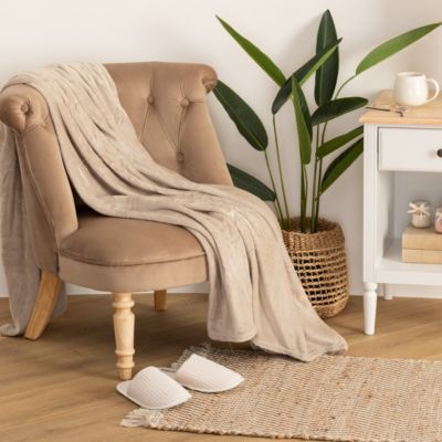 Plaid "Ollis" en flanelle beige 130x180cm - Atmosphera Créateur d'intérieur
