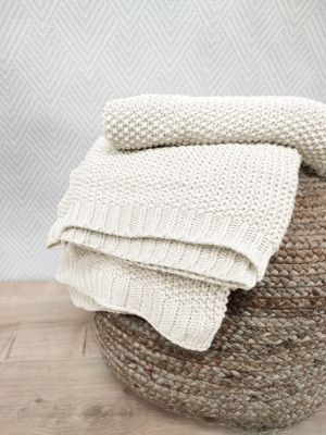 Plaid Ornami Noelie blanc cassé L.150 x l.125 cm