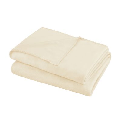 Plaid polaire 1px Cocooning beige ivoire l.120 x L.170cm