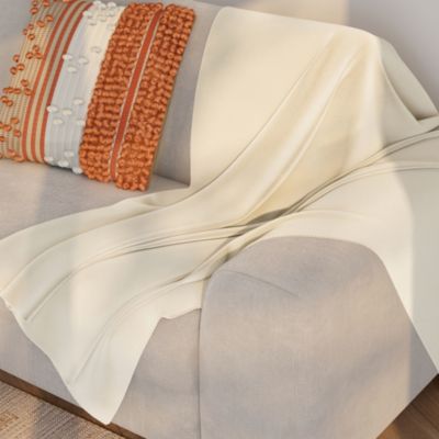 Plaid polaire 1px Cocooning beige ivoire l.120 x L.170cm
