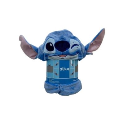Plaid polaire a capuche 3D - WORLD TRADE ET TECHNOLOGIES - Stitch - 120 x 150 cm - Ultra doux - Design enfant