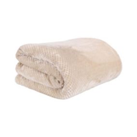 Plaid sherpa effet nid d'abeille 180x220 cm Beige rosé