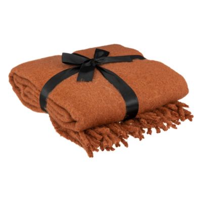 Plaid Terracotta tissage fini texturé aspect mohair 180 x 130 cm