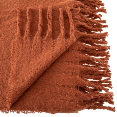 Plaid Terracotta tissage fini texturé aspect mohair 180 x 130 cm