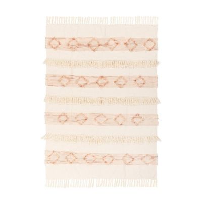 Plaid Tissé à la Main "Bohist" 130x170cm Rose & Crème