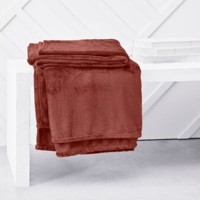 Plaid XL doux Microplush terracotta L.200 x l.150cm