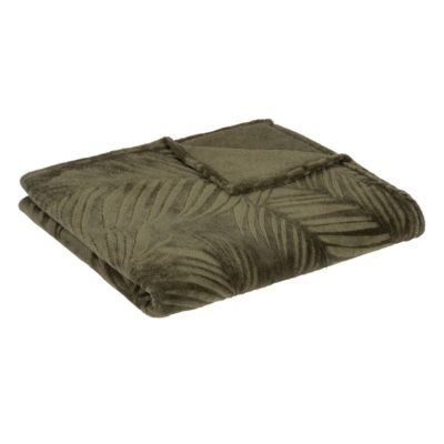 Pouf Alanya Atmosphera Vert Kaki - Tissu Velours Polyester, Diamètre 37.5 Cm - Avec Franges, Charge Max 110 Kg - 12