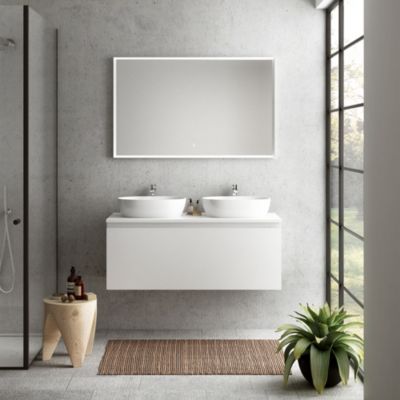 Plan de toilette blanc L.120 x l.51,5 x ép.2 cm, Pura+