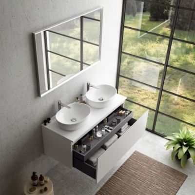 Plan de toilette blanc L.120 x l.51,5 x ép.2 cm, Pura+