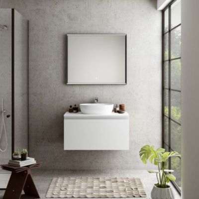 Plan de toilette blanc L.90 x l.51,5 x ép.2 cm, Pura+